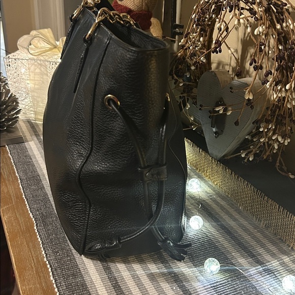 Coach Black Pebbled leather Tote with Gold Details - Picture 9 of 14